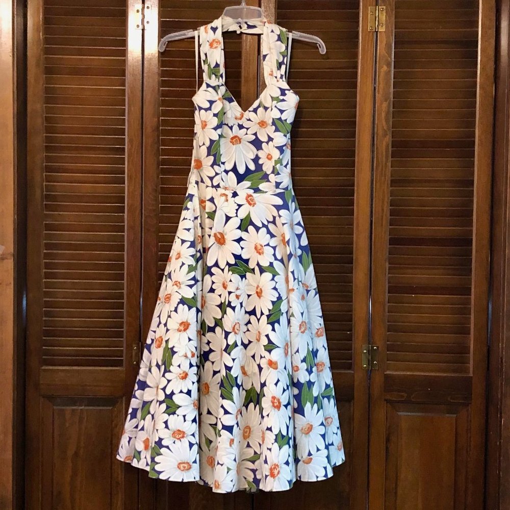 Vintage Roberta Floral Halter Pinup Sundress